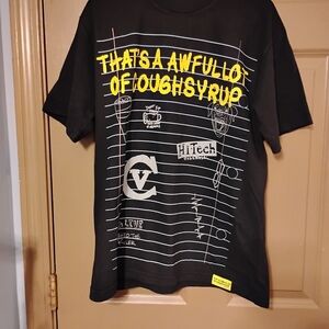 Black Graphic Tee with Yellow Accents